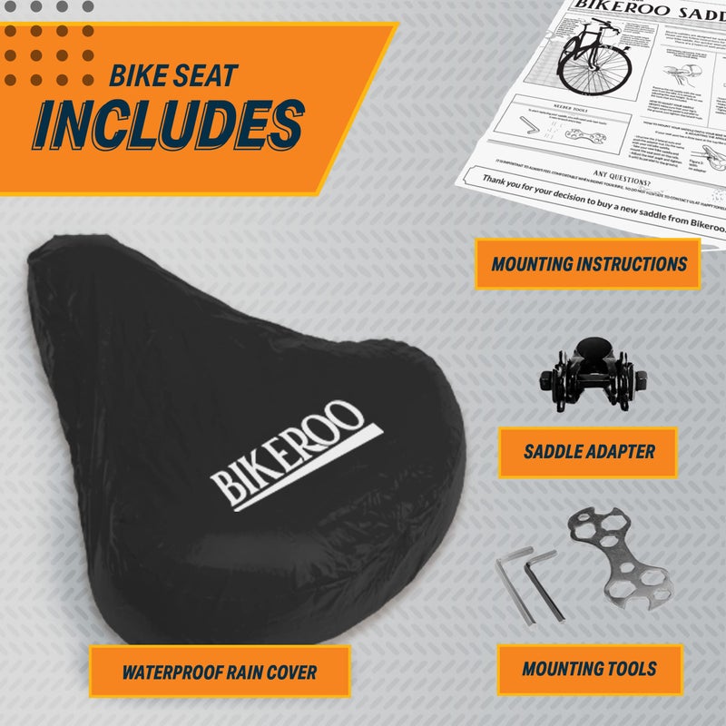 Bikeroo Extra Padded Bike Seat - Comfortable Bike Seats for Men & Women - Compatible with Peloton  NordicTrack  Schwinn  Indoor Stationary Exercise Bikes - Wide Bicycle Seat Replacement Saddle - Image 5